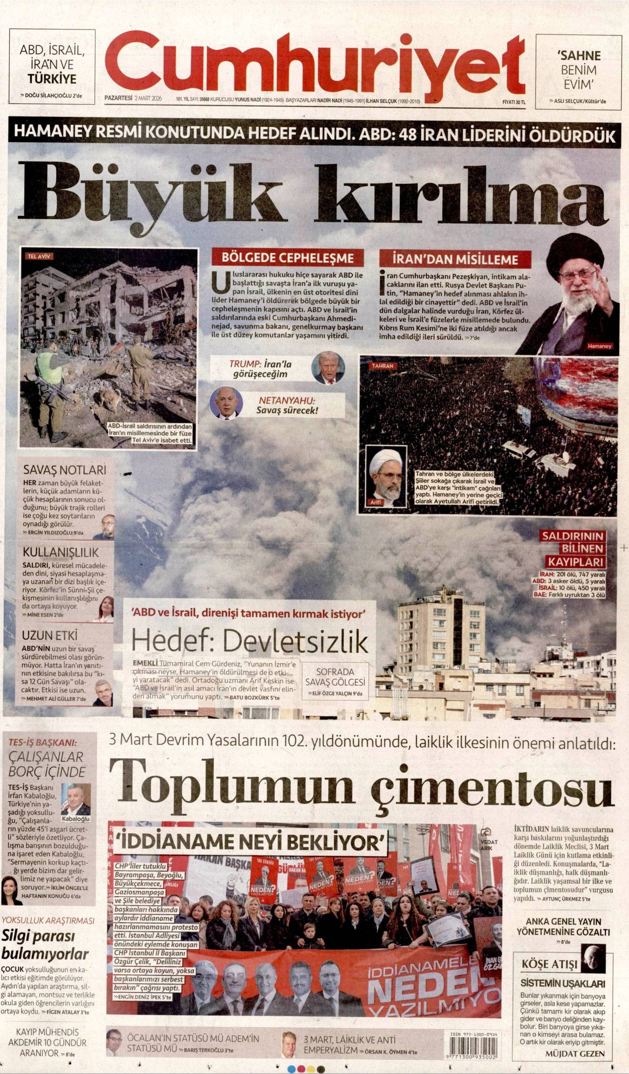 Cumhuriyet Gazete Manşeti