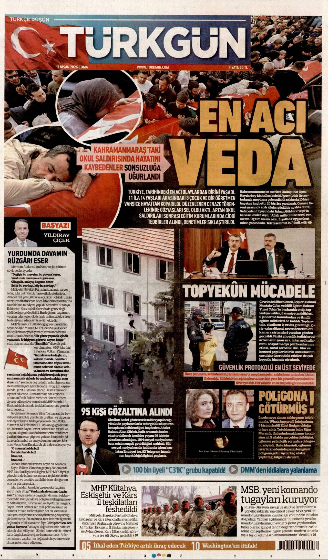 Türkgün Gazetesi Gazete Manşeti