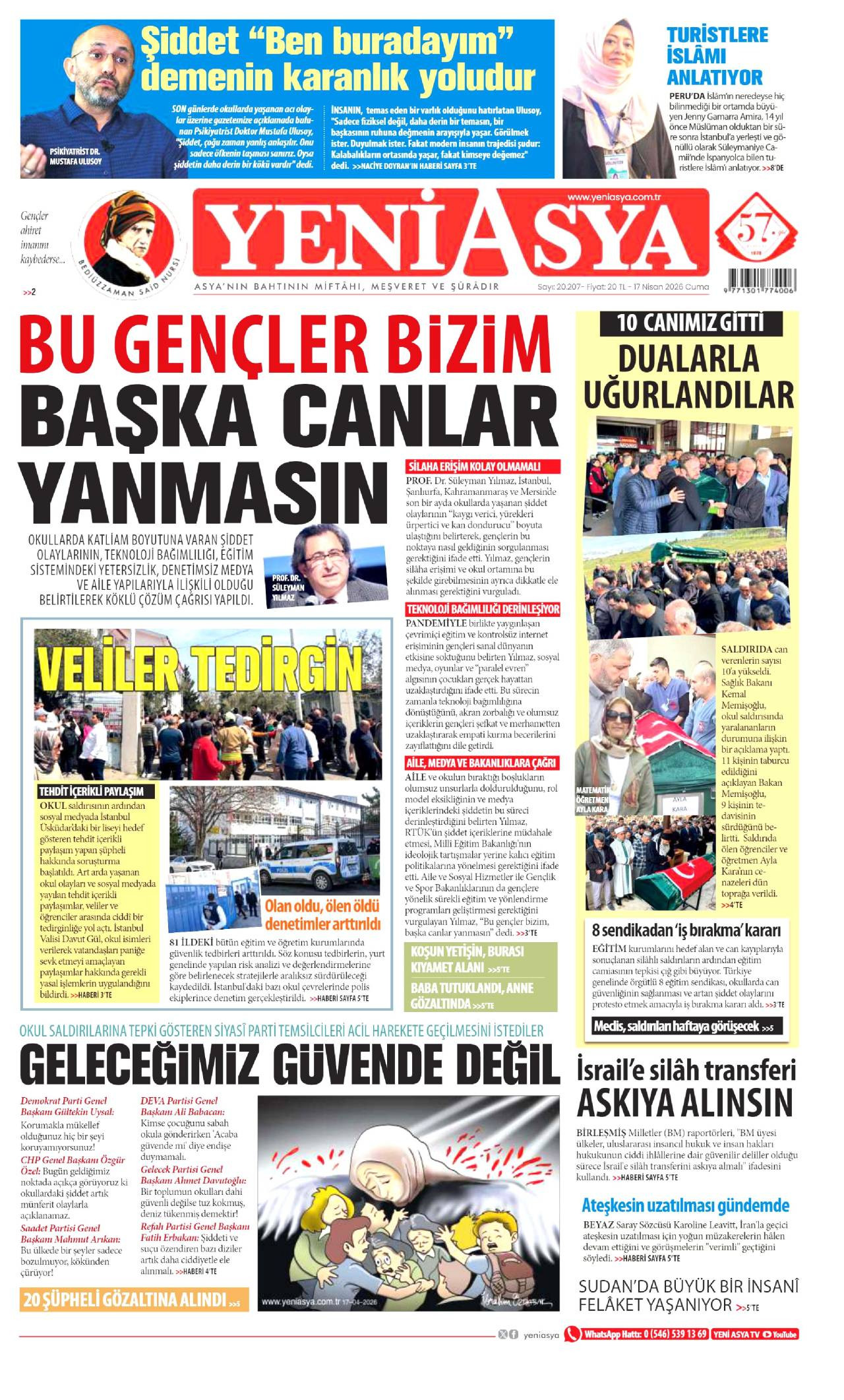 Yeni Asya Gazetesi Gazete Manşeti