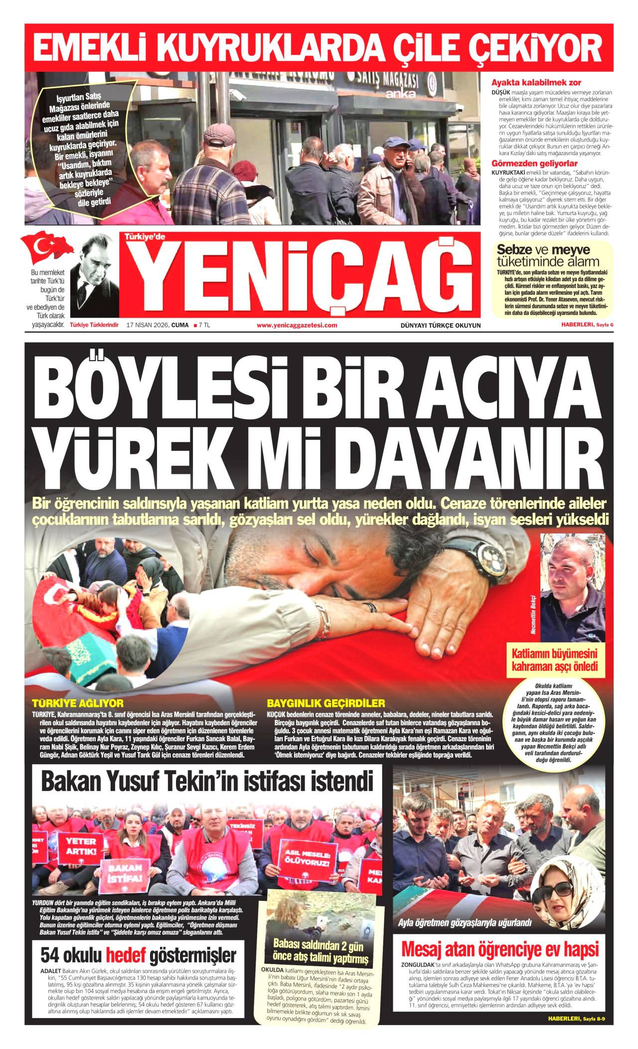 Yeniçağ Gazetesi Gazete Manşeti